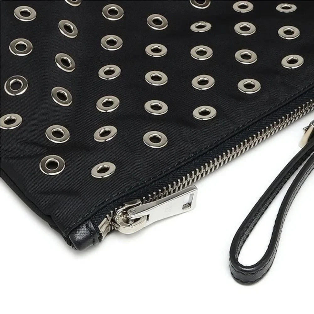 Prada Black Wristlet with Silver Eyelets - Picture 7 of 12